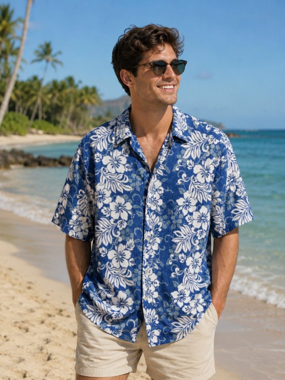 Vintage Hawaiian Aloha Shirt XXL Blue Floral Retro Made in Hawaii USA